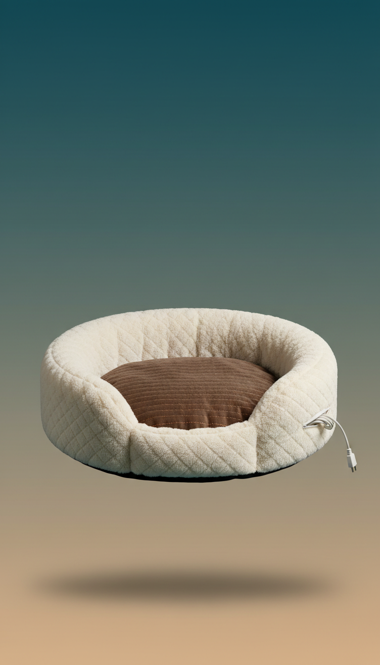 Heated pet bed side view