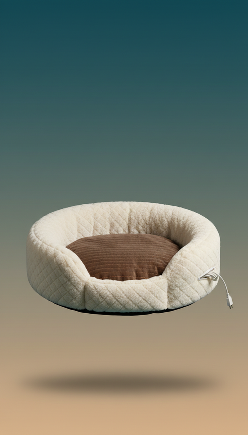 Heated pet bed side view