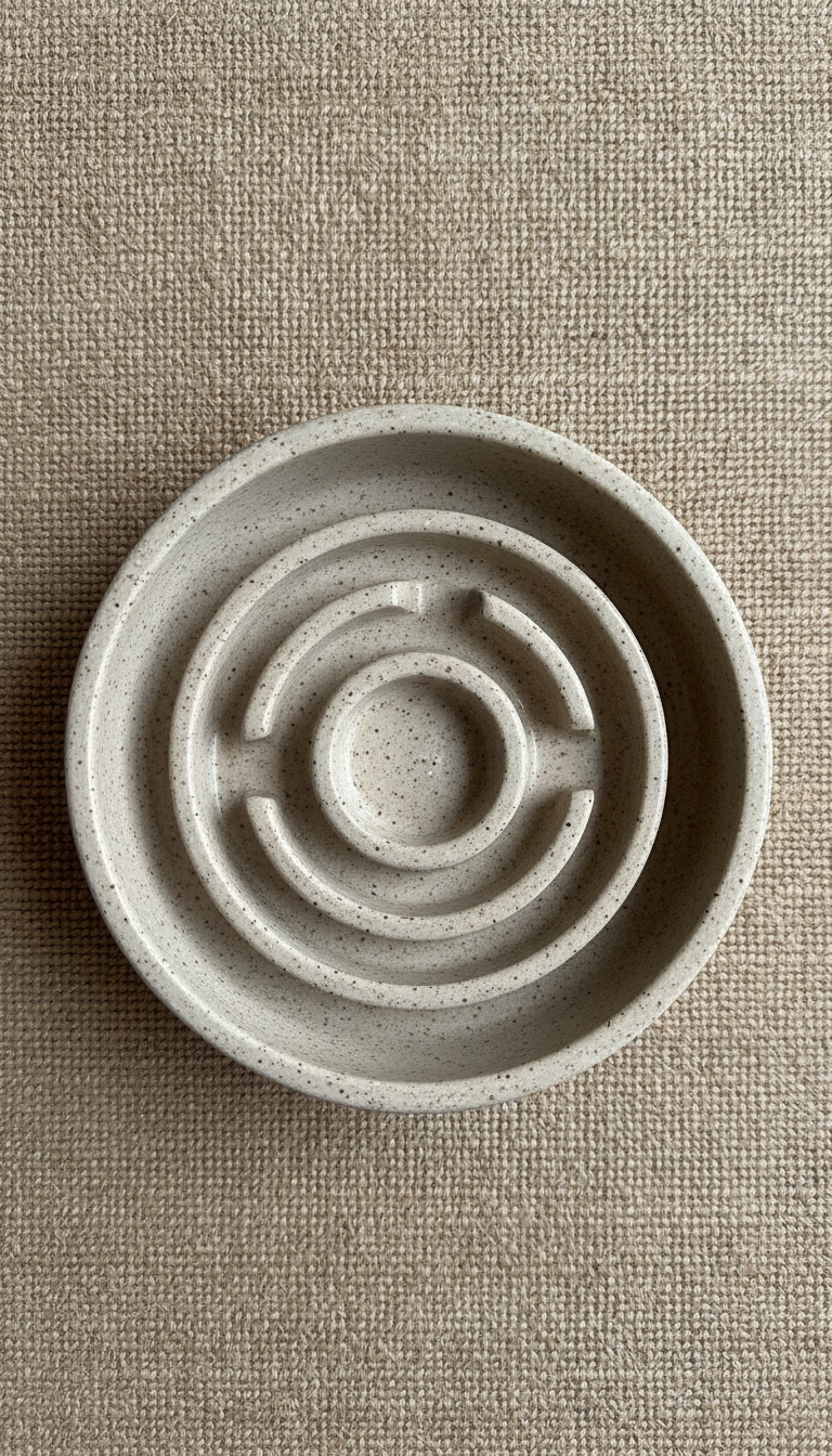 Ceramic slow feeder bowl earthy design